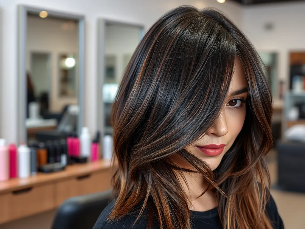 Jakie są modne pasemka na ciemnych włosach?